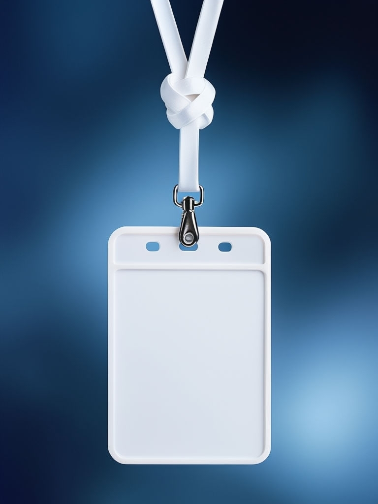Modern White Identification Badge Holder with Gradient Background Mockup