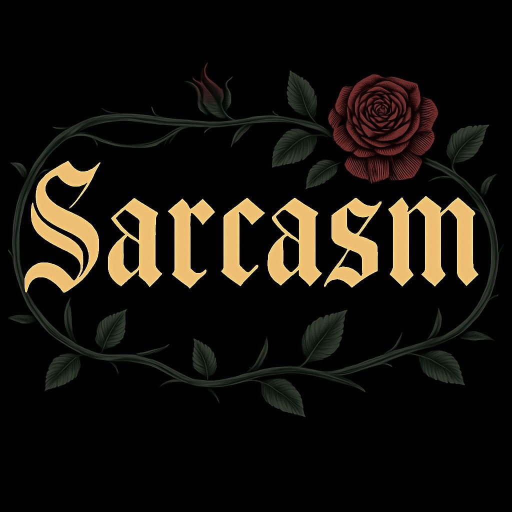 Ornate Sarcasm Gothic Text with Floral Border T-Shirt