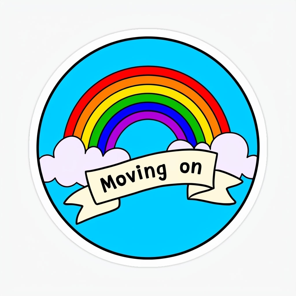 Cheerful Seven-Color Rainbow Moving On Sticker