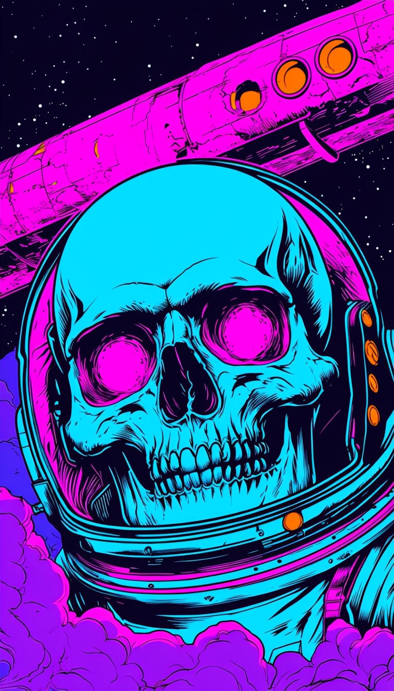 Psychedelic Astronaut Skull Comic Art Phone Case Cover