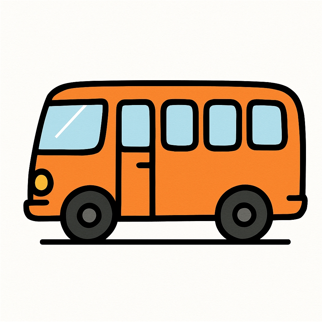 Cartoon Orange Bus Illustration with Friendly Design Sticker