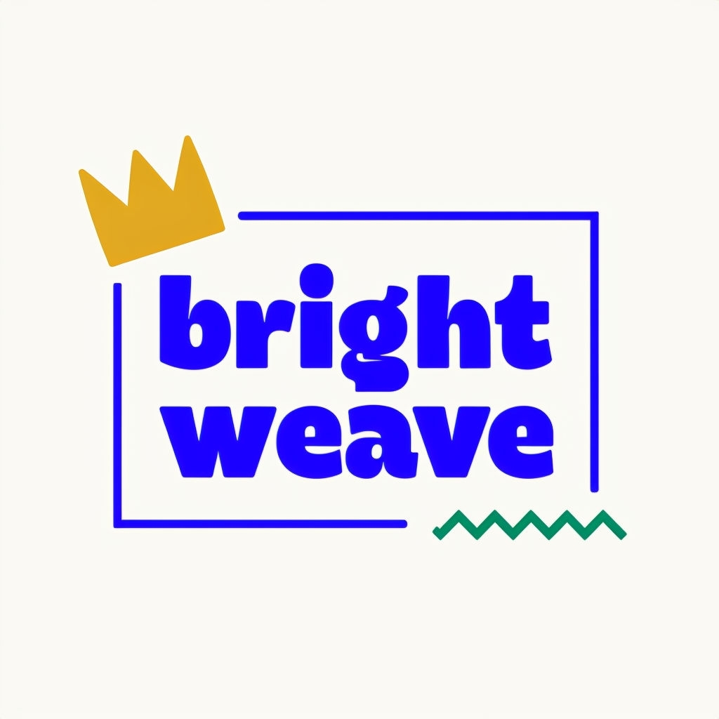 Playful Minimalist Bright Weave Logo with Crown and Zigzag Elements