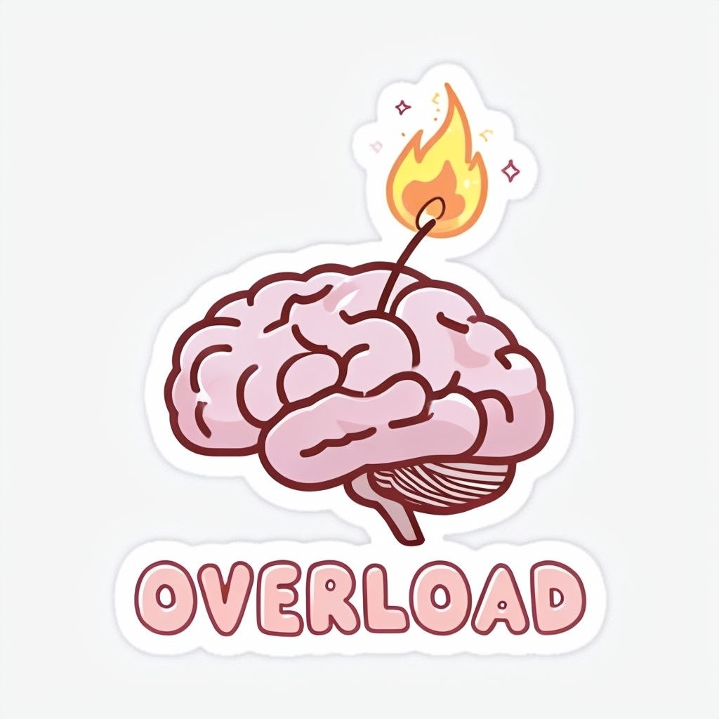 Whimsical Brain Overload with Wick and Flame Cute Sticker