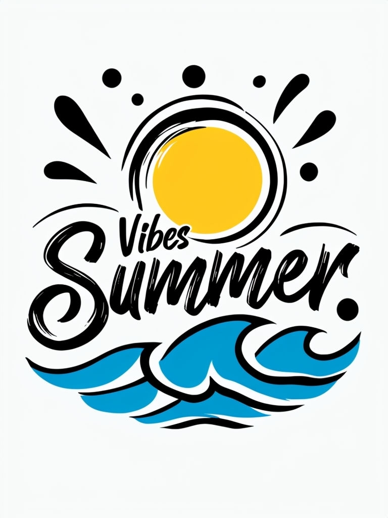 Vibrant Summer Vibes Graphic Design T-Shirt