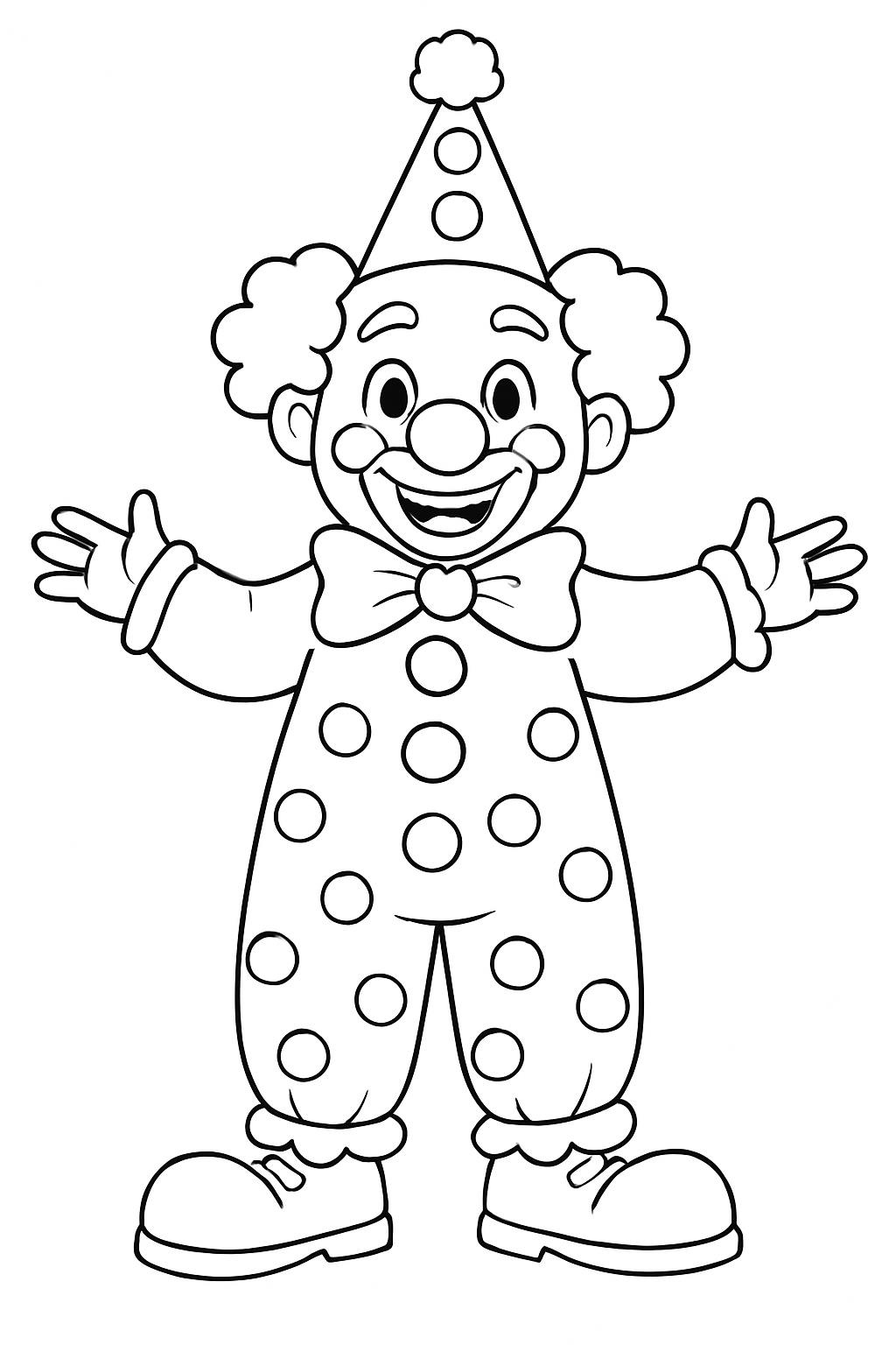 Cheerful Cartoon Clown Line Drawing for Fun Coloring Book Pages