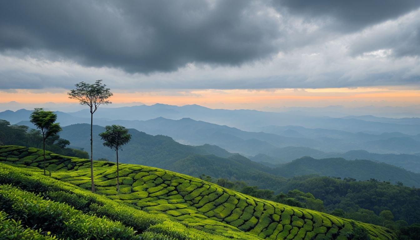 Serene Green Tea Plantation Landscape Virtual Background