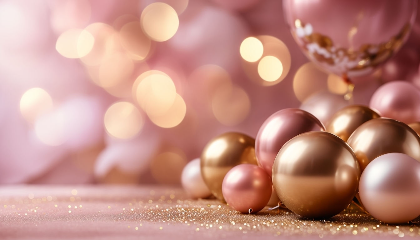 Elegant Festive Balloon Still Life with Glitter Background Image