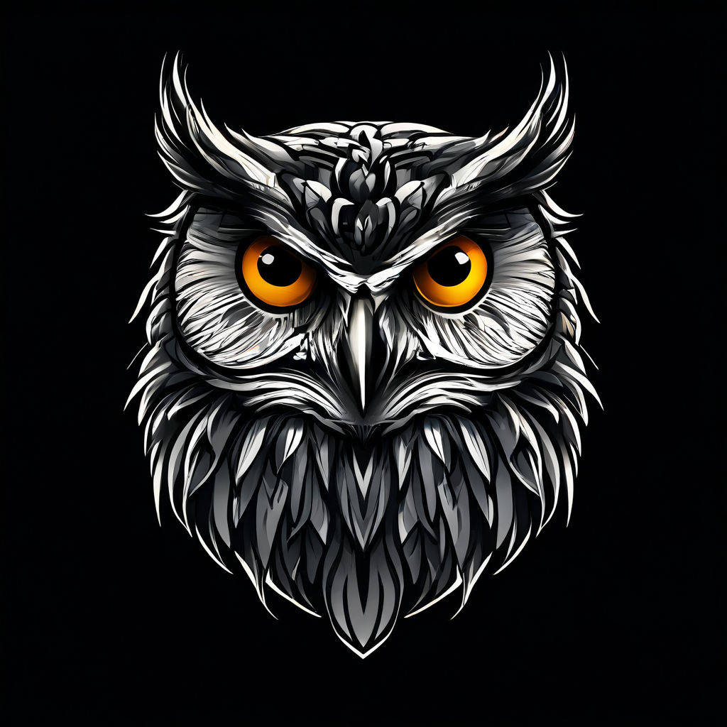 A simple logo drawn in pencil the head of a smart owl consis... by ...