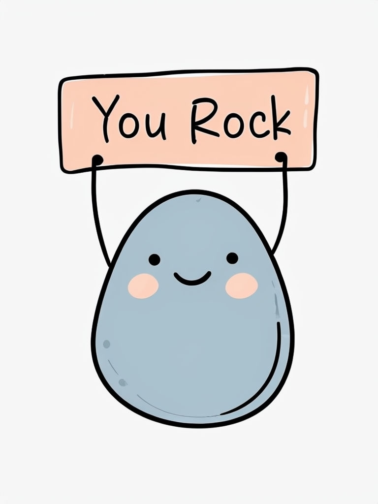 Cheerful Cartoon You Rock Character with Banner T-Shirt