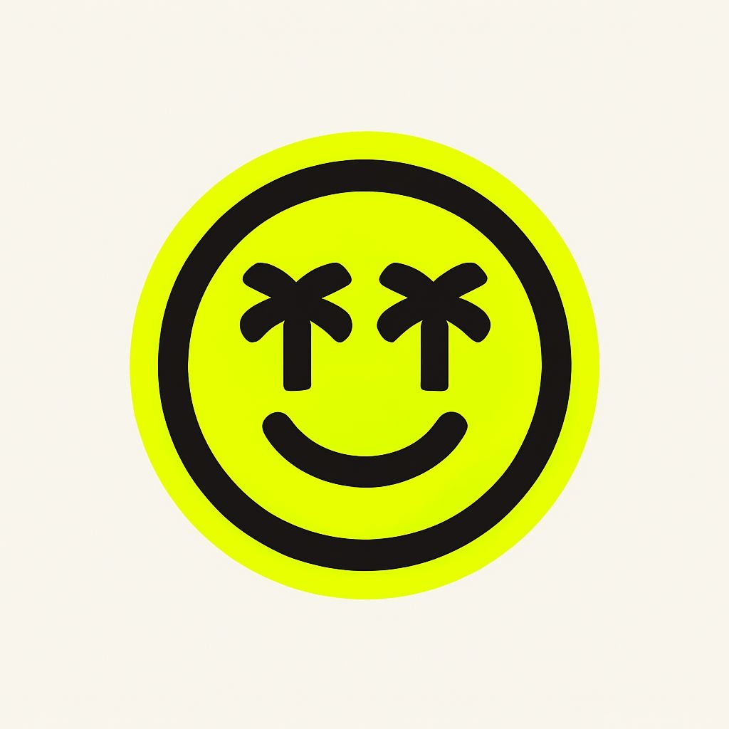 Minimalist Neon Yellow Smiley Face Graphic Logo