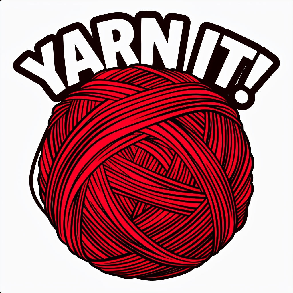 Vibrant Red Yarn Ball 'YARN IT!' Cartoon Illustration Mug