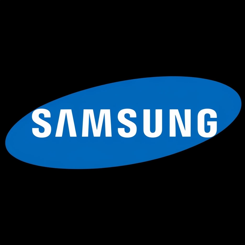 Bold Samsung Logo on Black Background for Logo