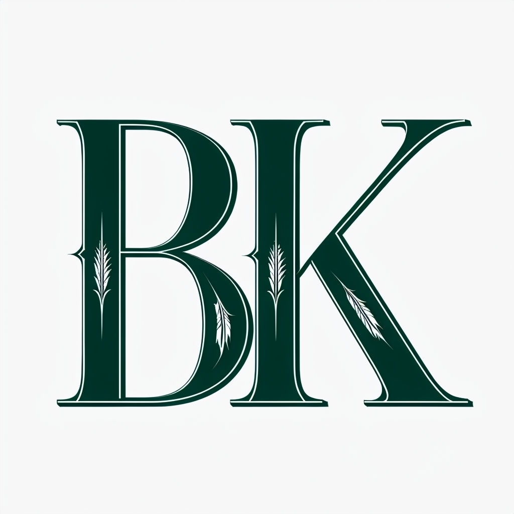 Elegant Green BK Typography Design T-Shirt