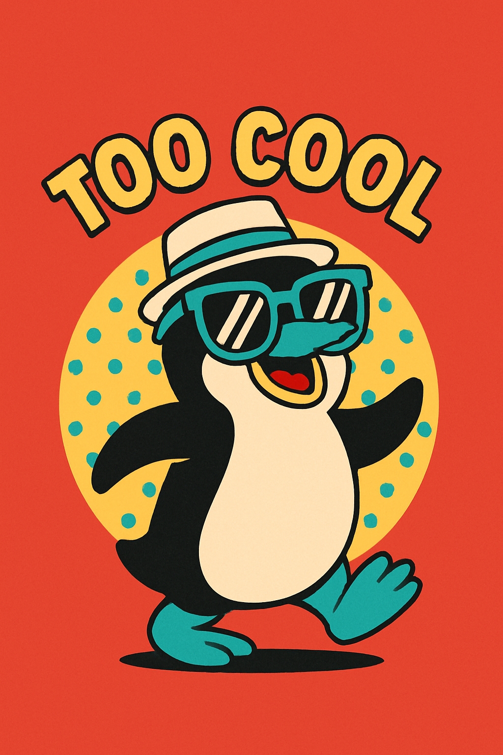 Cheerful Cartoon Penguin with Sunglasses and Cool Phrase T-Shirt
