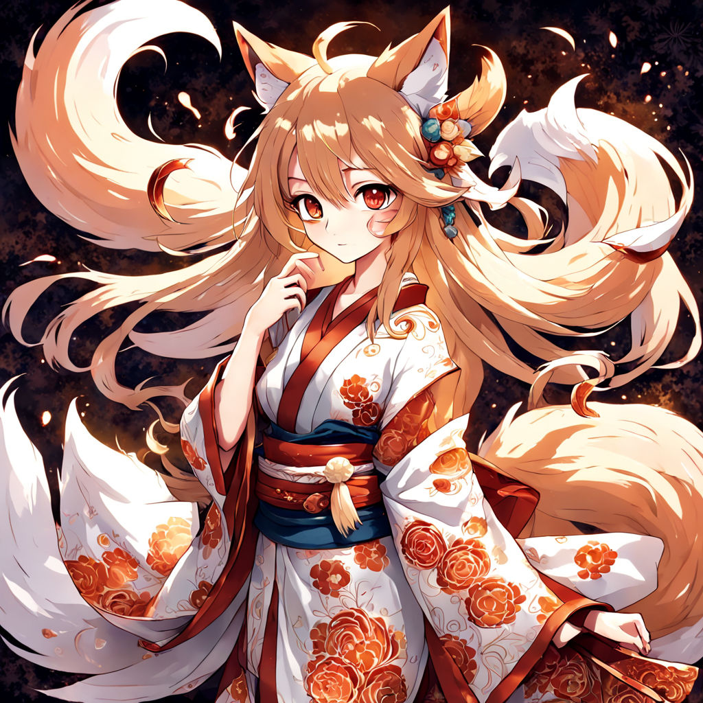 Anime kitsune Girl full Body