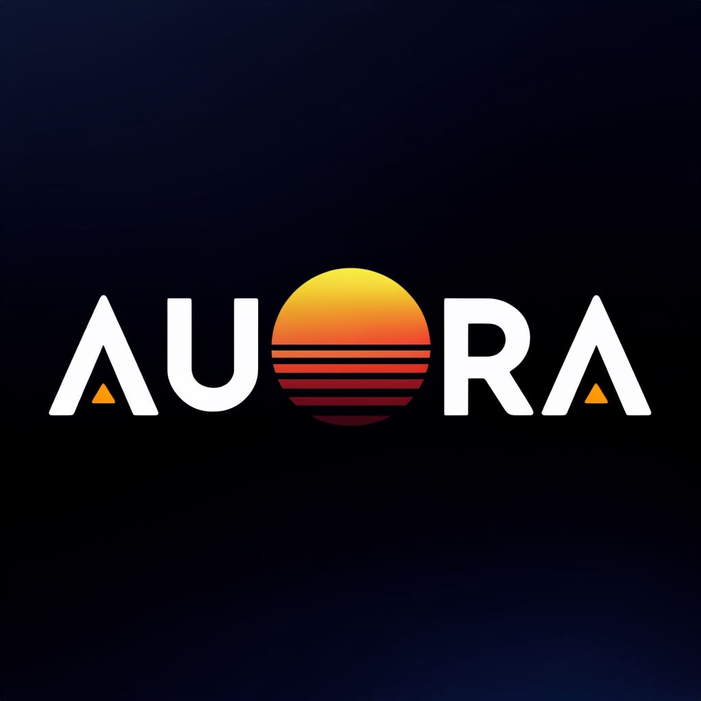 Minimalist Geometric Aurora Logo with Sunset Graphic