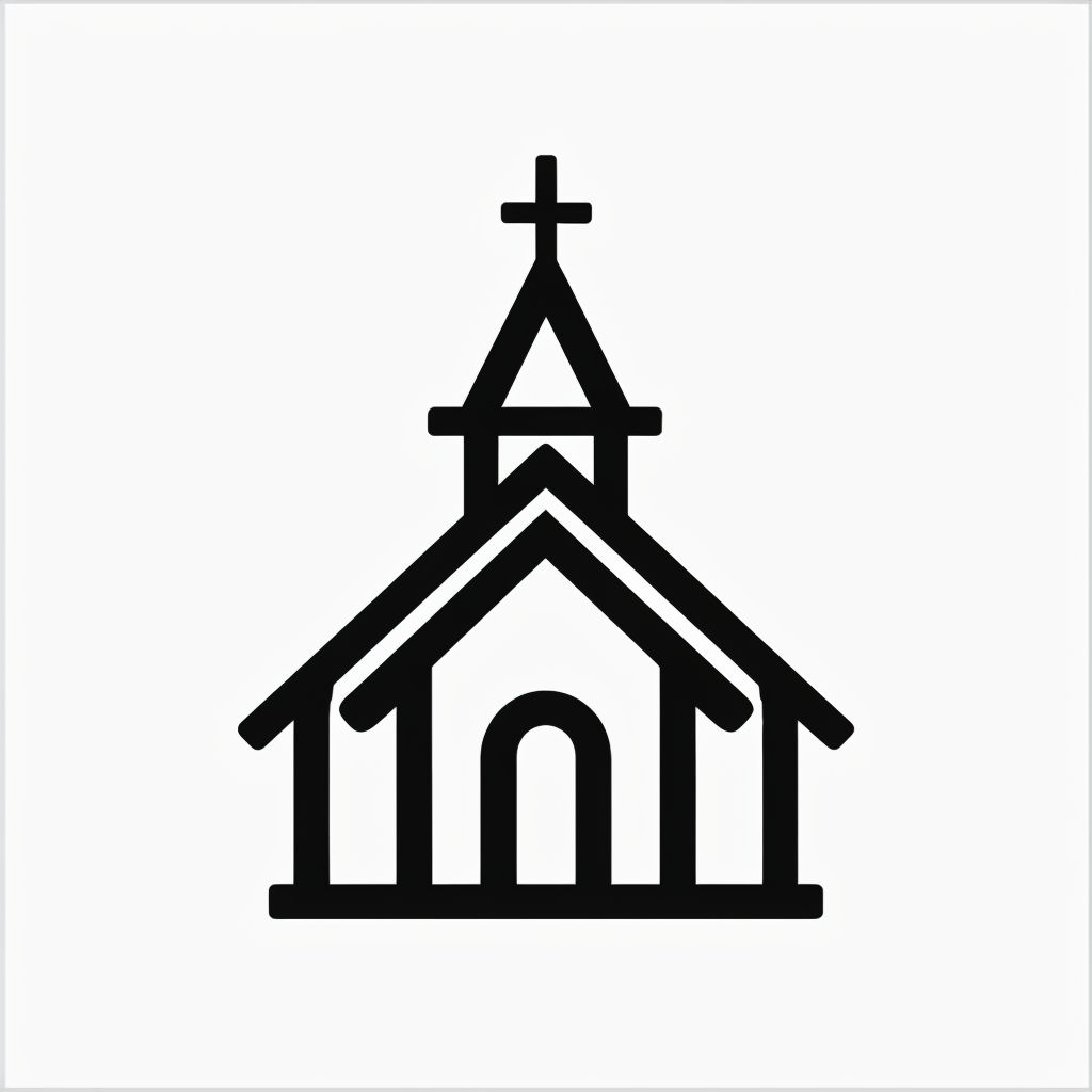 Minimalist Black Church Icon on White Background Icons