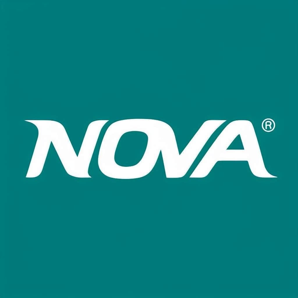 Vibrant Teal NOVA Logo Design with Bold White Letters Logo