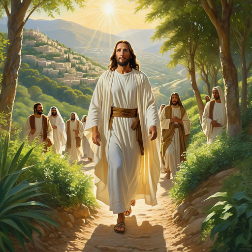 Clear digital painting of Jesus Christ walking joyfully with... by ...