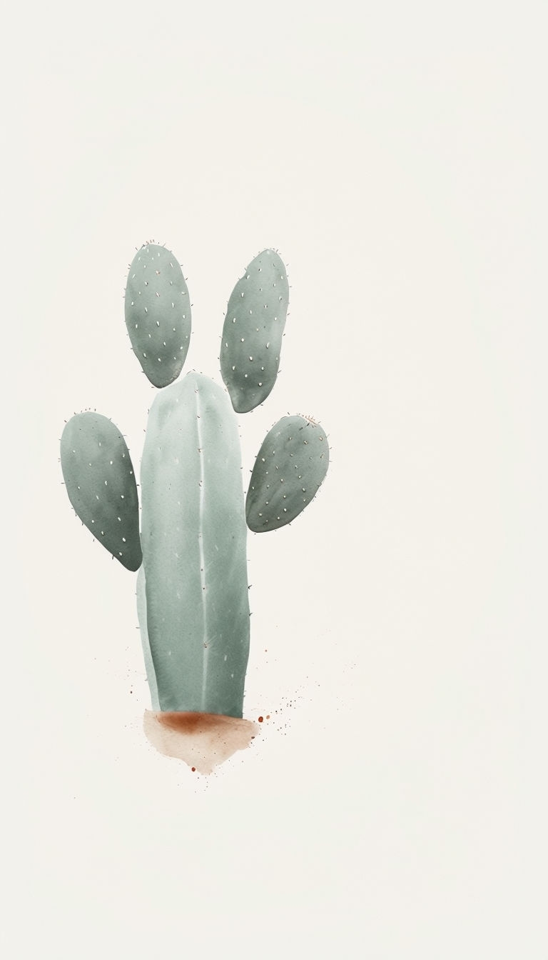 Minimalist Sage Green Cactus Botanical Illustration Phone Case Cover