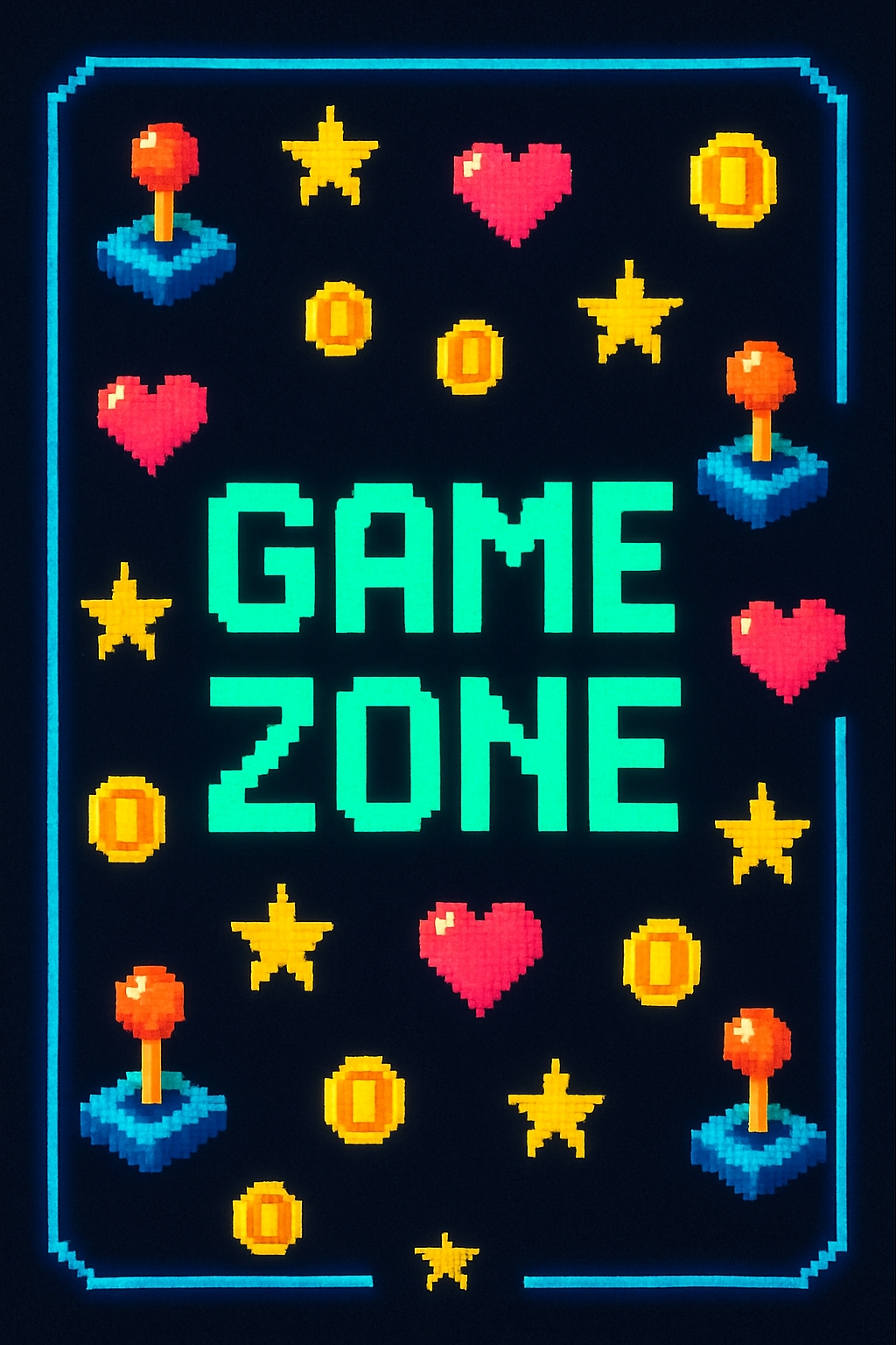 Retro Arcade Game Zone Pixel Art Event Sign