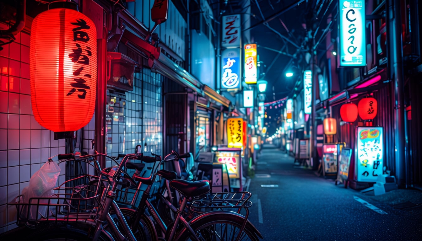 Vibrant Neon Urban Street Night Scene Virtual Background