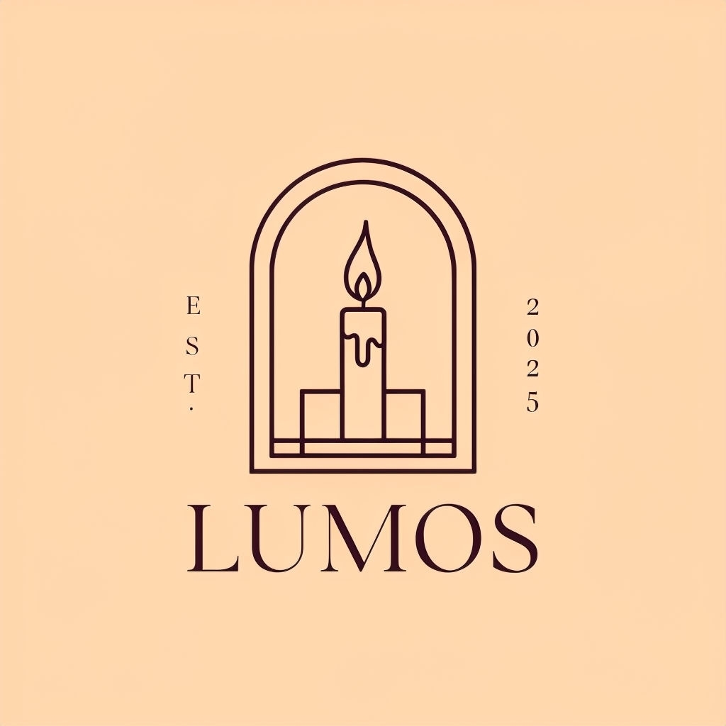 Elegant Minimalist Lumos Candle Logo Design on Beige Background