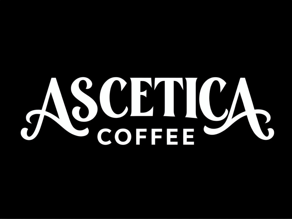 Minimalist ASCETICA COFFEE Logo Design on Black Background