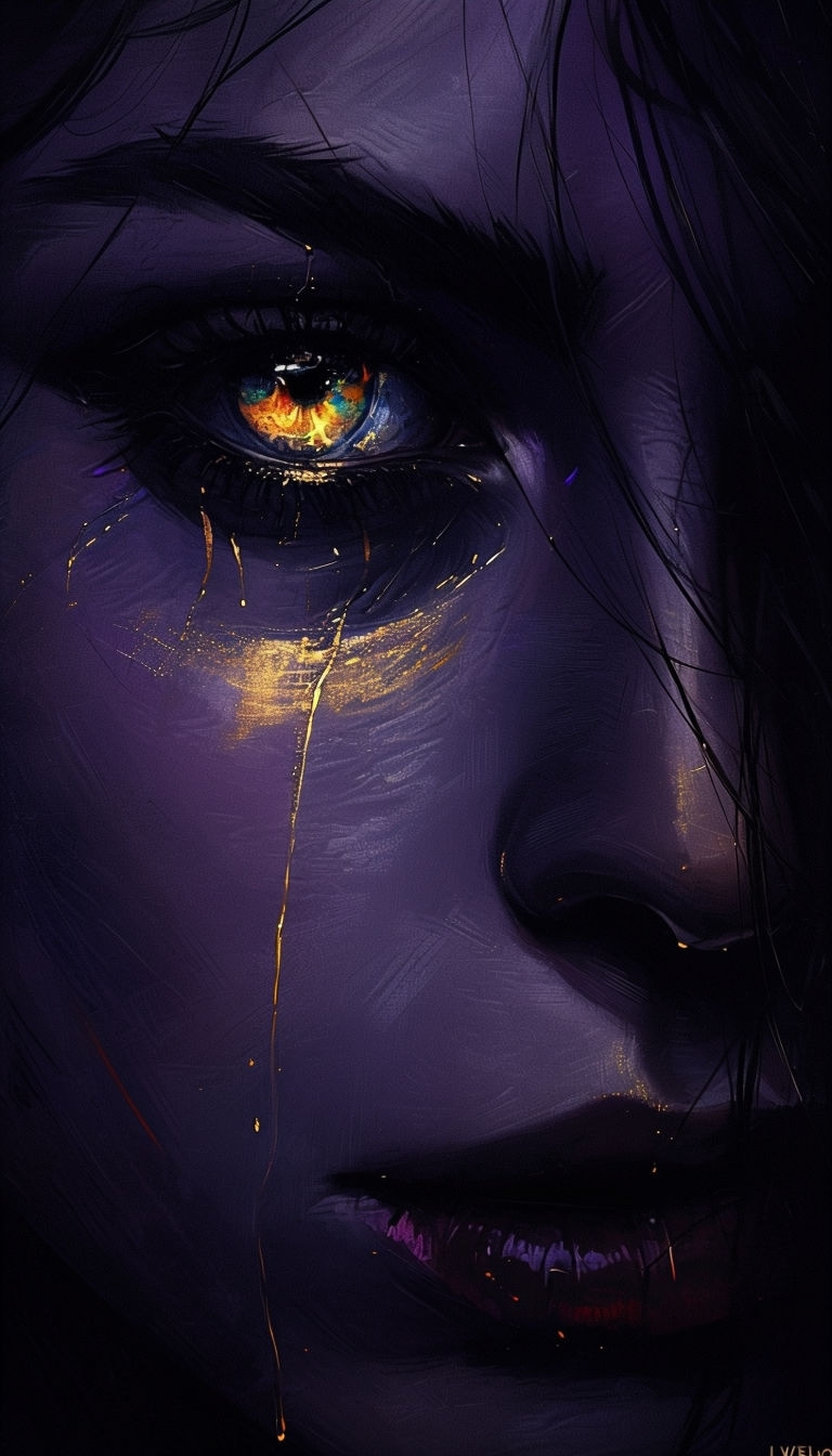 Fiery Amber Eye Close-Up Digital Art Mobile Wallpaper