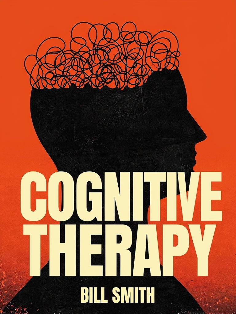 Bold Cognitive Therapy Book Cover Design with Silhouette and Gradient EBook Cover