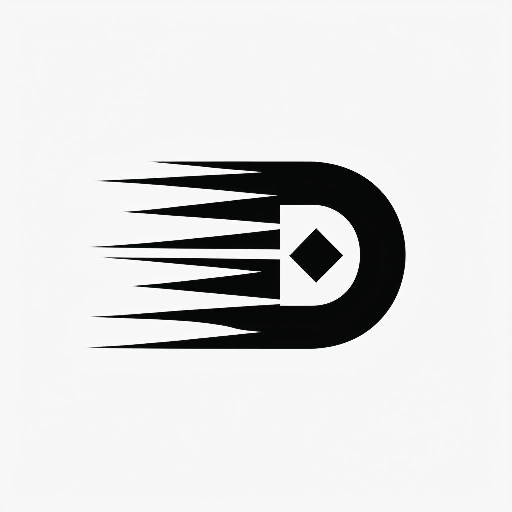 Dynamic Minimalist Black D Logo with Motion Elements