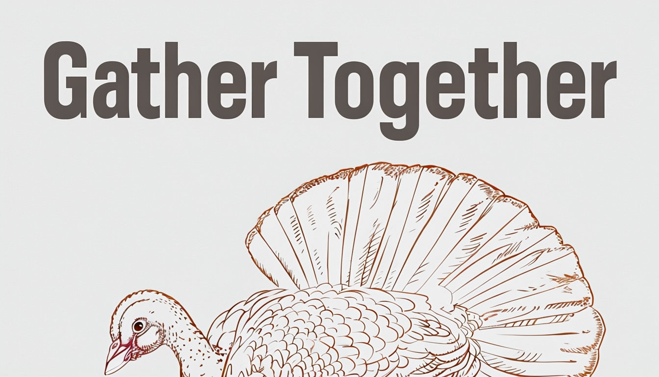 Modern Thanksgiving Gather Together Turkey Line Drawing Poster