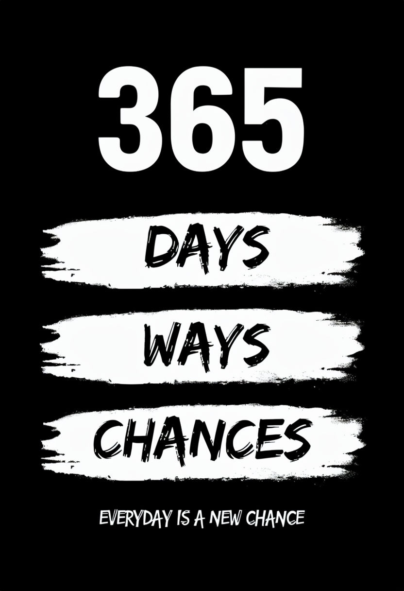 Bold Motivational 365 Days Ways Chances Inspirational Poster