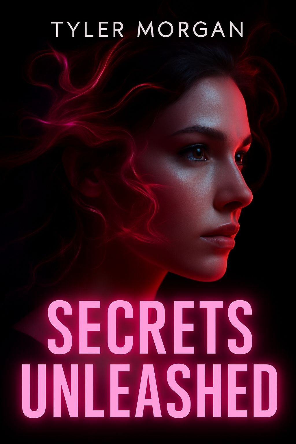 Intense Woman's Profile with Neon Glow EBook Cover