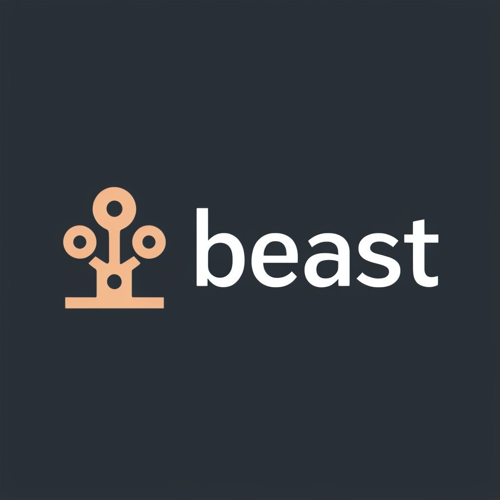 Minimalist Abstract Tree Logo with Beast Typography Design