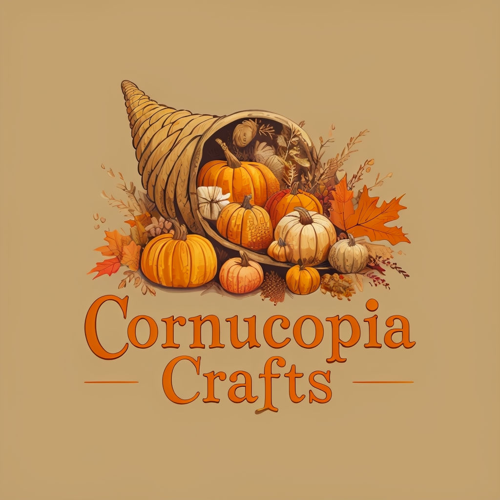 Rustic Cornucopia Crafts Logo for Handmade Thanksgiving Decorations