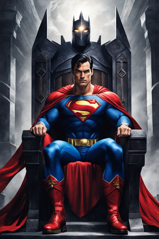 Superhero Superman seating on a Throne by Roberto Flores - Playground