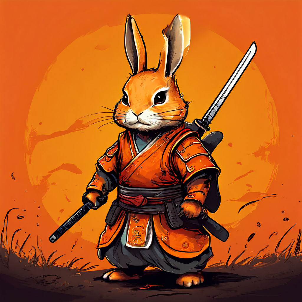 An orange rabbit samurai by Ricardo Nascimento - Playground