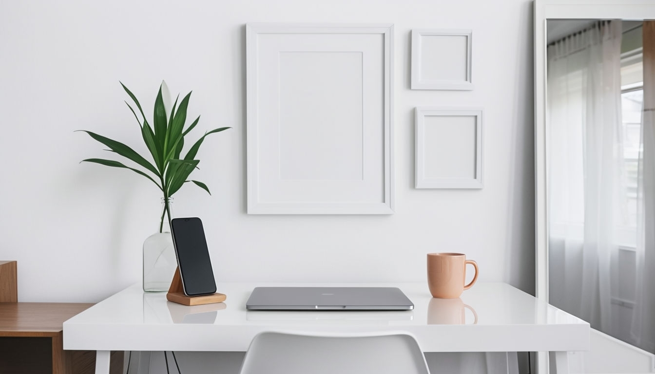 Minimalist Interior Photography of a Serene Workspace Poster