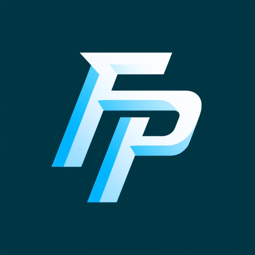 Modern Minimalist Interlocking FP Logo Design on Teal Background Monogram