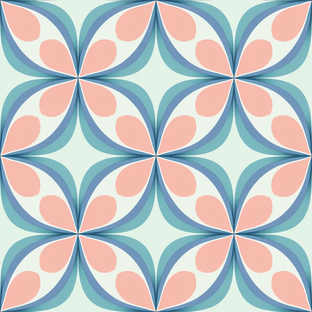 Retro-Inspired Floral Seamless Pattern on Mint Background Design
