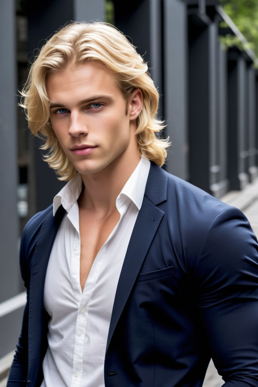 handsome blonde hunk male model