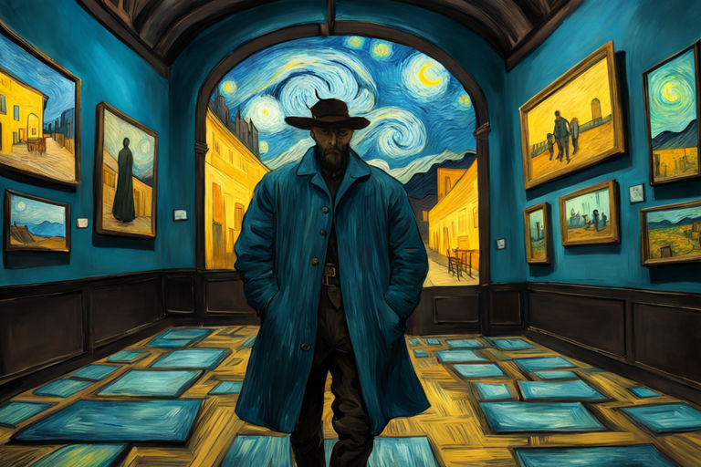 The thief walk in to Van Gogh's drawing in the drak space by 陳勁安 ...