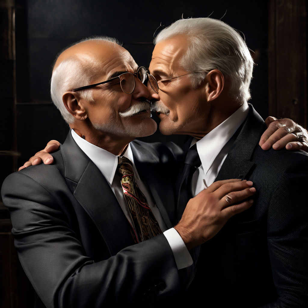 2 old men kiss