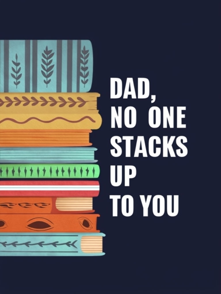 Colorful Stacked Books Illustration for Father's Day Card Design