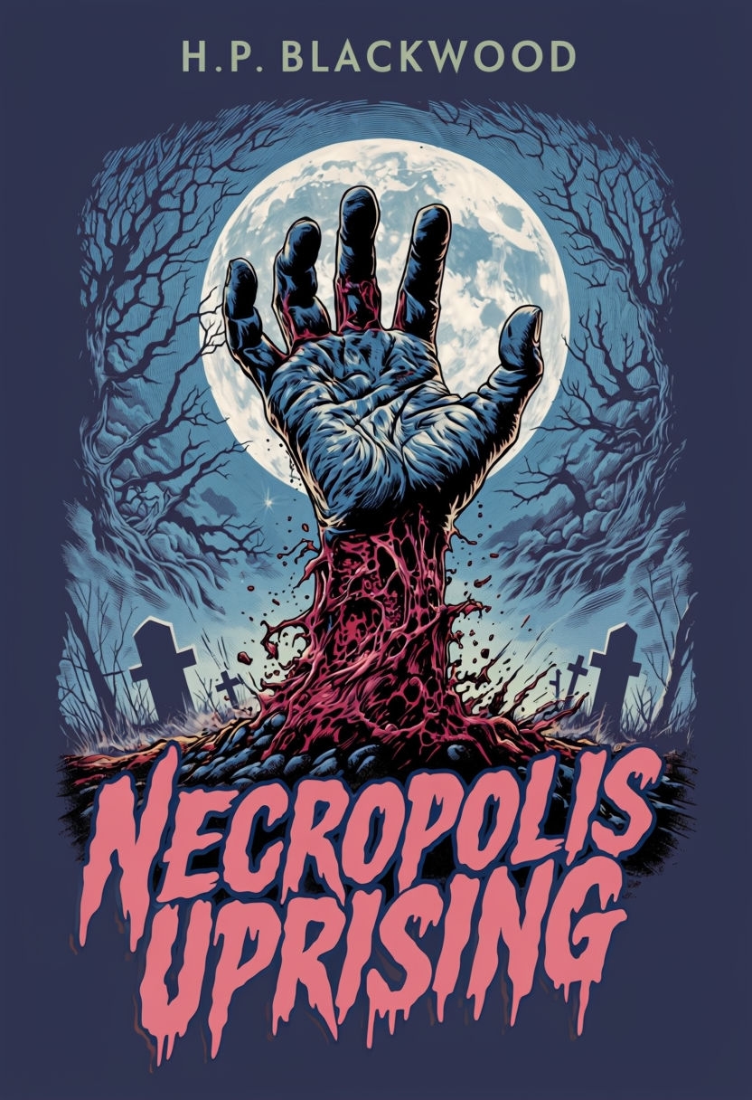 Vintage Horror Pulp Magazine Cover Featuring Necropolis Uprising EBook Cover