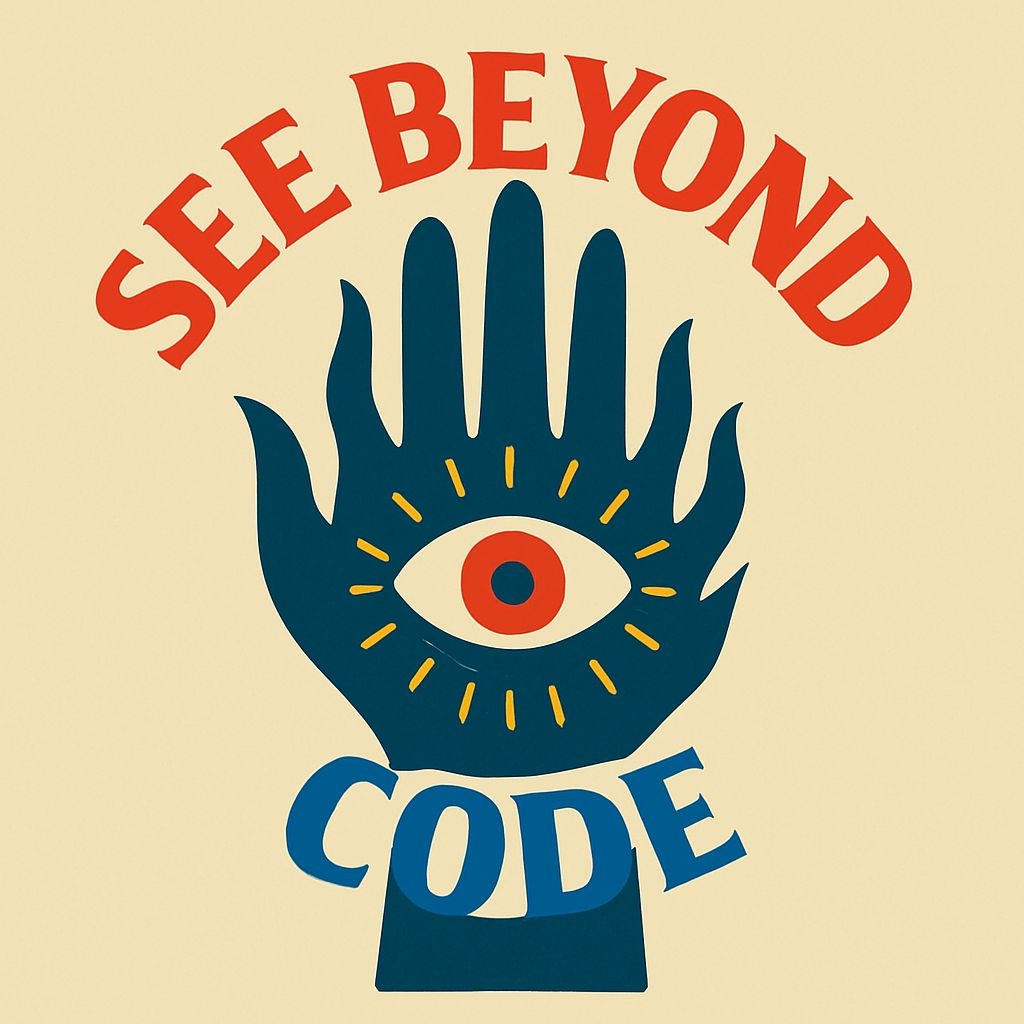 Mystical Hand Silhouette with Eye and See Beyond Typography T-Shirt
