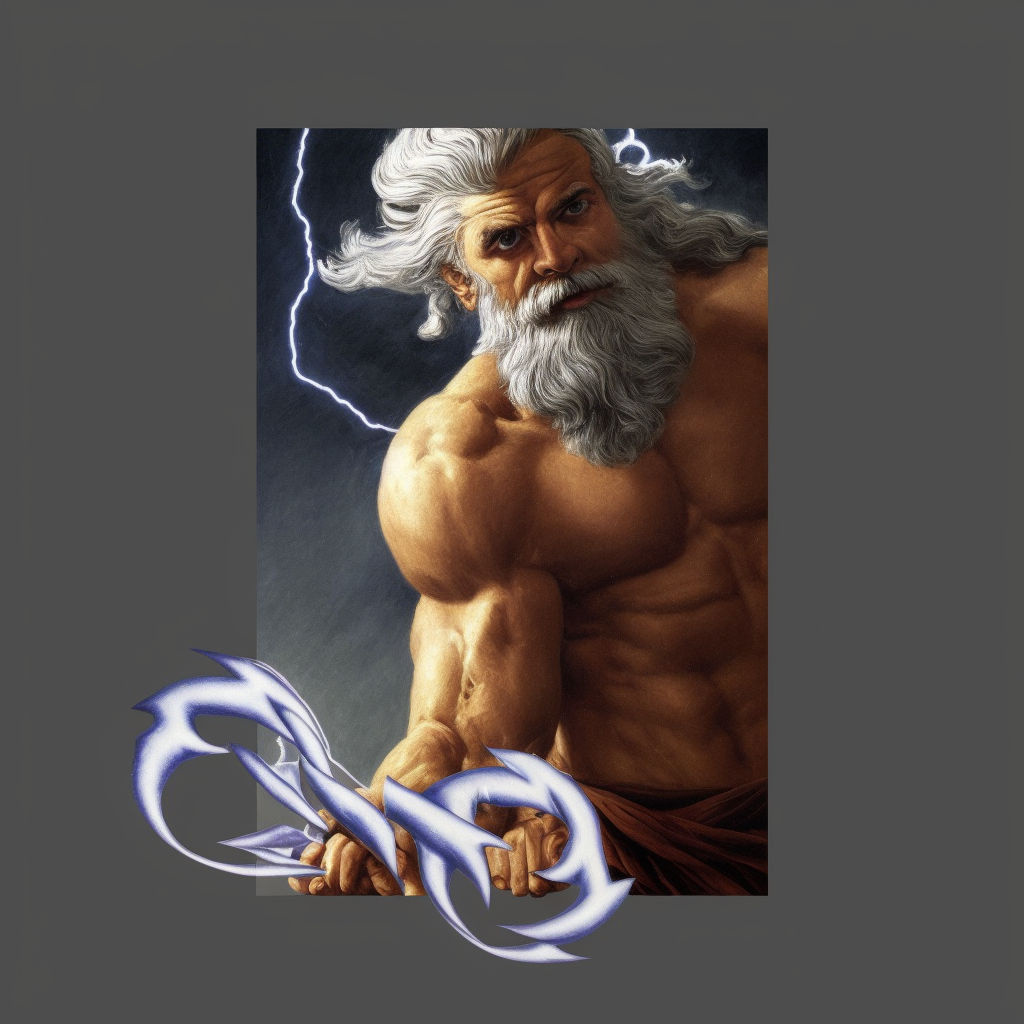 Greek god Zeus lifting surreal (((lightning bolts in the sha... by ...