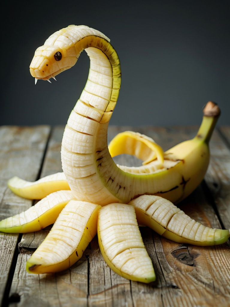 Creative Banana Snake Fruit Carving Photography Art