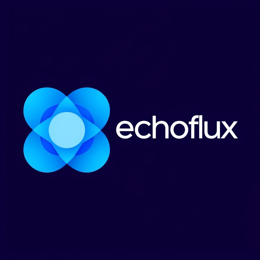 Modern Minimalist Blue Geometric Logo Design for echoflux Logo